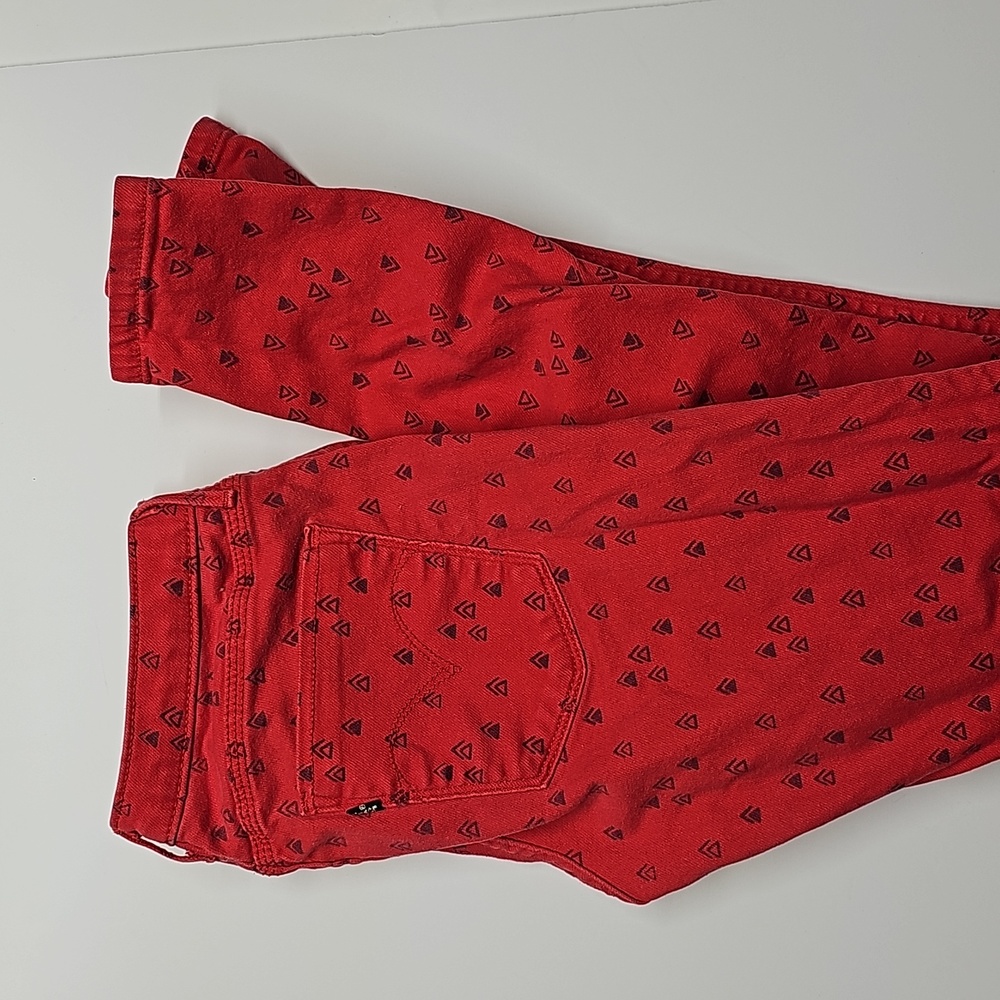 Levi's Reversible Skinny Jeans Size 29" × 30" Red Geometric and Plain Red
